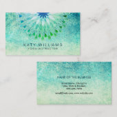 Turquoise Yoga Instructor Lotus Flower Waterverf Visitekaartje (Voorkant / Achterkant)