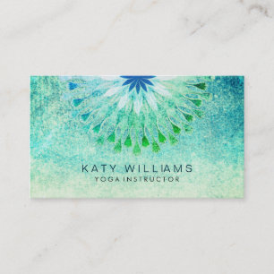 Turquoise Yoga Instructor Lotus Flower Waterverf Visitekaartje
