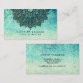 Turquoise Yoga Instructor Lotus Flower Waterverf Visitekaartje (Voorkant / Achterkant)