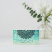 Turquoise Yoga Instructor Lotus Flower Waterverf Visitekaartje (Staand voorkant)