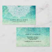 Turquoise Yoga Instructor Lotus Flower Waterverf Visitekaartje (Voorkant / Achterkant)