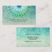Turquoise Yoga Instructor Lotus Flower Waterverf Visitekaartje (Voorkant / Achterkant)