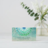 Turquoise Yoga Instructor Lotus Flower Waterverf Visitekaartje (Staand voorkant)