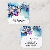 *~* Turquoise Yummy Abstract AP29 Blauwgroen Gold  Vierkante Visitekaartje (Voorkant / Achterkant)