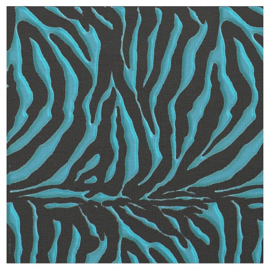 Turquoise Zebra Animal Print Fabric Stof (Close Up)