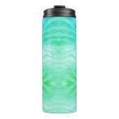 Turquoise zebra gestreepte blauw groen dierenpatro thermosbeker (Voorkant)