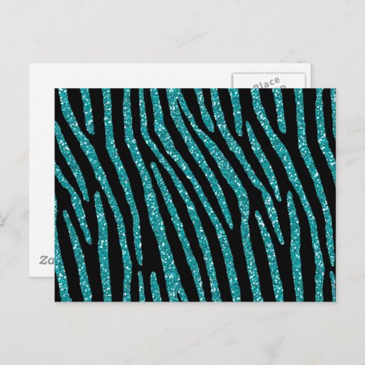 Turquoise Zebra Glamor Elegance Briefkaart (Voorkant / Achterkant)