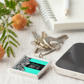 Turquoise zebra hart Sweet 16 Verjaardag Sleutelha Sleutelhanger (Zijkant)