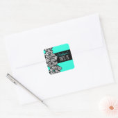 Turquoise zebra hart Sweet 16 verjaardagssticker Vierkante Sticker (Envelop)