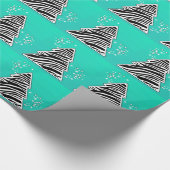 Turquoise Zebra kerstboom Cadeaupapier (Hoek)