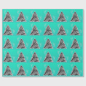 Turquoise Zebra kerstboom Cadeaupapier (Vlak)