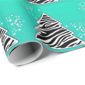 Turquoise Zebra kerstboom Cadeaupapier (Rol Hoek)