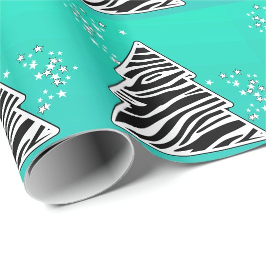 Turquoise Zebra kerstboom Cadeaupapier (Rol Hoek)