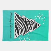 Turquoise zebra kerstboom theedoek (Horizontaal)
