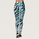 Turquoise Zebra Print Abstract Leggings (Achterkant)