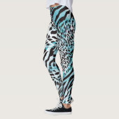 Turquoise Zebra Print Abstract Leggings (Links)