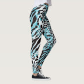 Turquoise Zebra Print Abstract Leggings (Rechts)