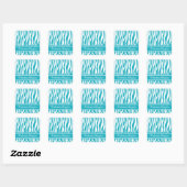Turquoise Zebra Print met aangepaste tekst Vierkante Sticker (Vel)