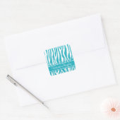 Turquoise Zebra Print met aangepaste tekst Vierkante Sticker (Envelop)