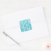 Turquoise Zebra Print Vierkante Sticker (Envelop)