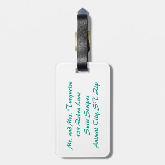 Turquoise Zebra Stripes Bagagelabels (Achterkant verticaal)