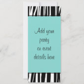 Turquoise Zebrapatroon Feest Uitnodiging Sjabloon (Achterkant)