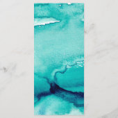 Turquoise Zee Blauwgroen Waterverf Bruiloft Menu (Achterkant)