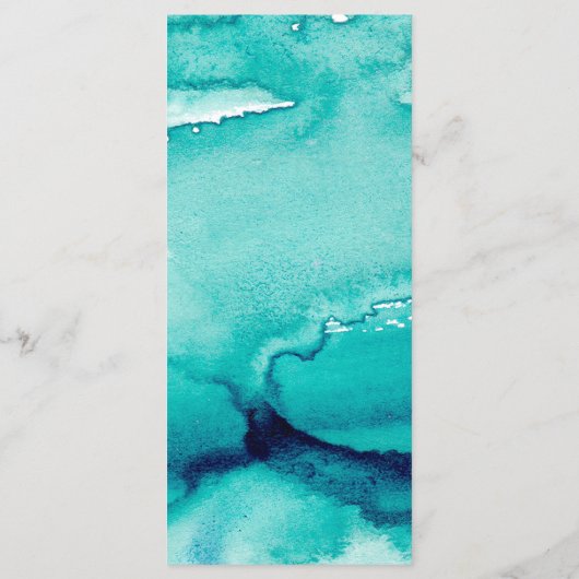 Turquoise Zee Blauwgroen Waterverf Bruiloft Menu (Achterkant)