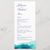 Turquoise Zee Blauwgroen Waterverf Bruiloft Menu (Voorkant)