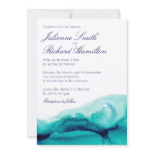 Turquoise Zee Blauwgroen Waterverf bruiloft uitnod
