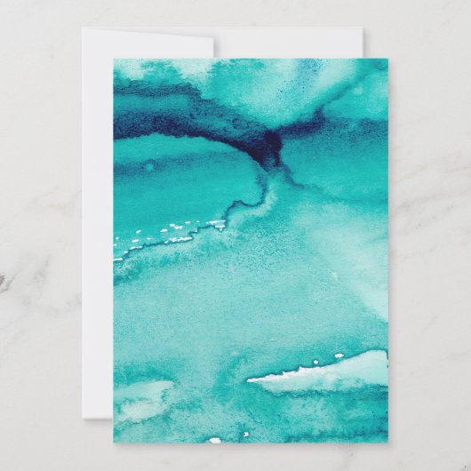 Turquoise Zee Blauwgroen Waterverf bruiloft uitnod Kaart (Achterkant)
