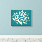 Turquoise Zee Coral Wall Art Canvas Afdruk (Insitu (Houten vloer))