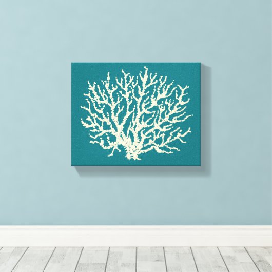 Turquoise Zee Coral Wall Art Canvas Afdruk (Insitu (Houten vloer))