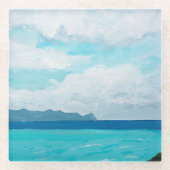 Turquoise zee en troebele hemel | Italië, Sicilië Glazen Onderzetter (Voorkant)