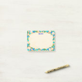 Turquoise Zee Glas & Schelpen Strandrand Post-it® Notes (Op bureau)