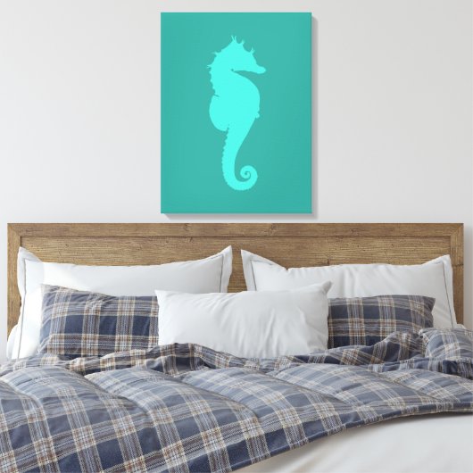 Turquoise Zee Horse Canvas Afdruk (Insitu (Slaapkamer))
