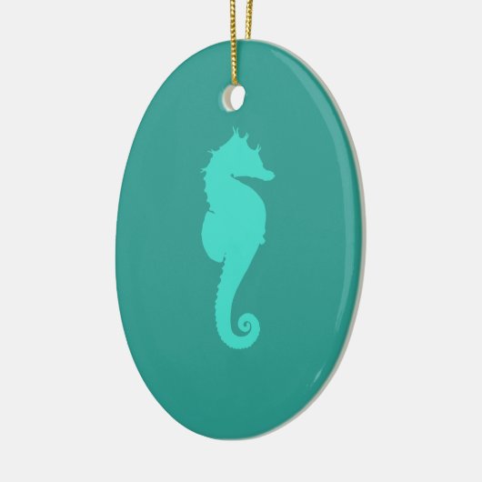 Turquoise Zee Horse Keramisch Ornament (Links)
