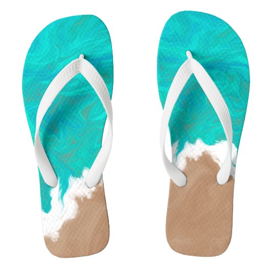 Turquoise Zee "Kusten van het Paradijs" Illustrati Teenslippers (Voetbed)