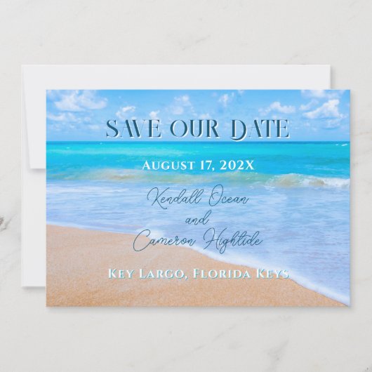 Turquoise Zee Save Our Date Wedding Aankondiging (Voorkant)