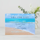 Turquoise Zee Save Our Date Wedding Aankondiging (Staand voorkant)