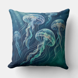 Turquoise Zee Teal Groene Kwallen Kustdecoratie  Kussen