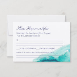 Turquoise Zee Teal Watercolor Trouw RSVP Kaart
