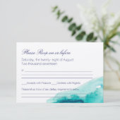 Turquoise Zee Teal Watercolor Trouw RSVP Kaart (Staand voorkant)