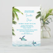 Turquoise Zee Turtle Tropical Baby shower Kaart (Staand voorkant)