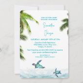 Turquoise Zee Turtle Tropical Baby shower Kaart (Voorkant)