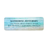 Turquoise Zee Waves Strand Bruiloft Etiket (Voorkant)