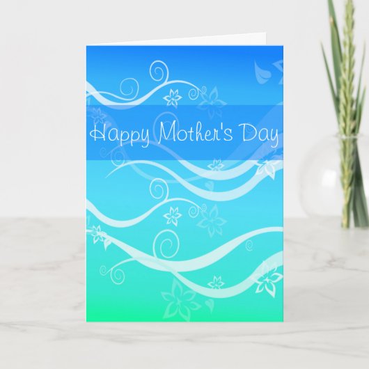 Turquoise Zee White Swirls Moederdag Card Kaart (Voorkant)