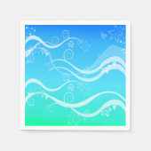 Turquoise Zee White Swirls Napkins Servetten (Voorkant)