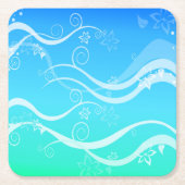 Turquoise Zee White Swirls Onderzetters (Voorkant)