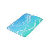 Turquoise Zee White Swirls Small Bath Mat (Gekanteld)